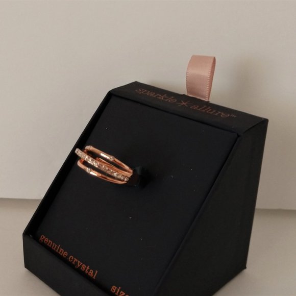 Sparkle Allure Rose Gold and Crystal Cocktail Ring 7 8 9 NIB - Picture 12 of 16
